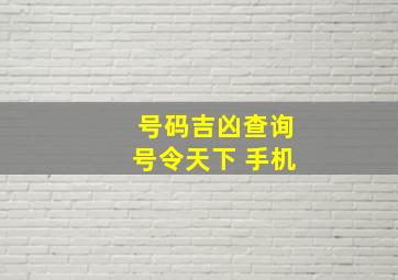 号码吉凶查询号令天下 手机